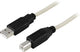 Deltaco USB 2.0 kabel Type A han - Type B han 2m, beige