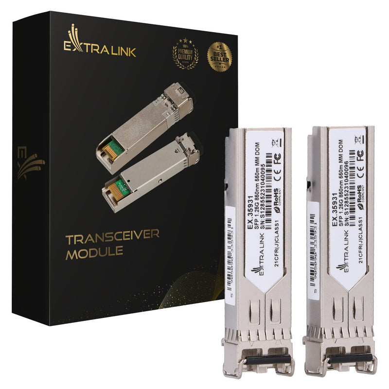 Extralink SFP 1.25G 2-pack | Moduł SFP | 1,25Gbps, LC/UPC, 850nm, 550m, multi mode, DOM, Dedicated to HP/Aruba (EX.35931) modul til netværksmodtager
