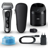Braun Series 8 8567cc Folie shaver Trimmer Sort, Sølv