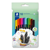 Staedtler 334 C10 fineliner Superfin Sort, Blå, Brun, Grøn, Lyse Blå, Lysegrøn, Orange, Lyserød, Rød, Gul 10 stk