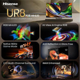 Hisense 75UR8DS TV 190,5 cm (75") 4K Ultra HD Smart TV Wi-Fi Sort, Grå