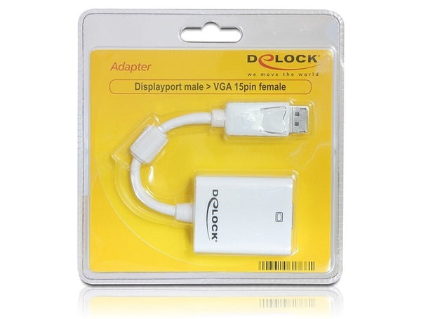 DeLOCK 61766 videokabel adapter 0,125 m VGA (D-Sub) DisplayPort Hvid