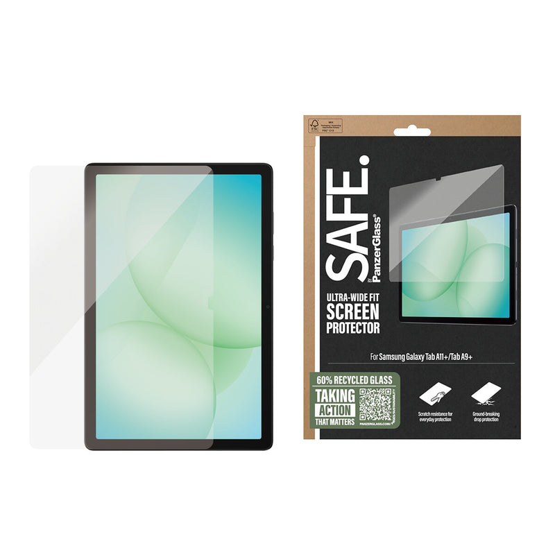 PanzerGlass SAFE. by ® Skærmbeskyttelse Samsung Galaxy Tab A11+ | Tab A9+ | Ultra-Wide Fit
