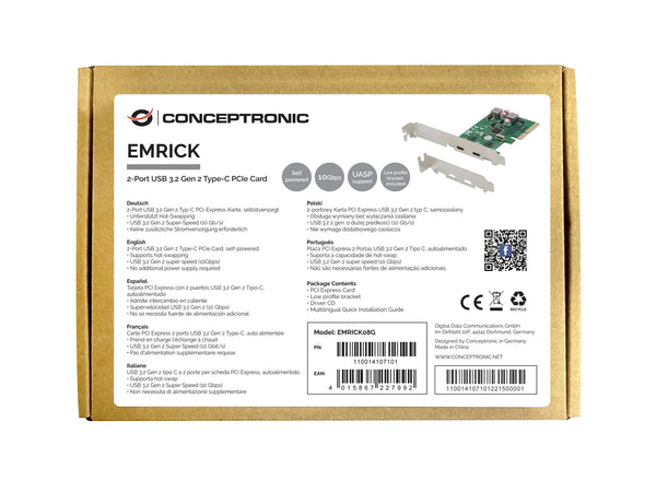 Conceptronic EMRICK08G interface-kort/adapter Intern USB 3.2 Gen 2 (3.1 Gen 2)