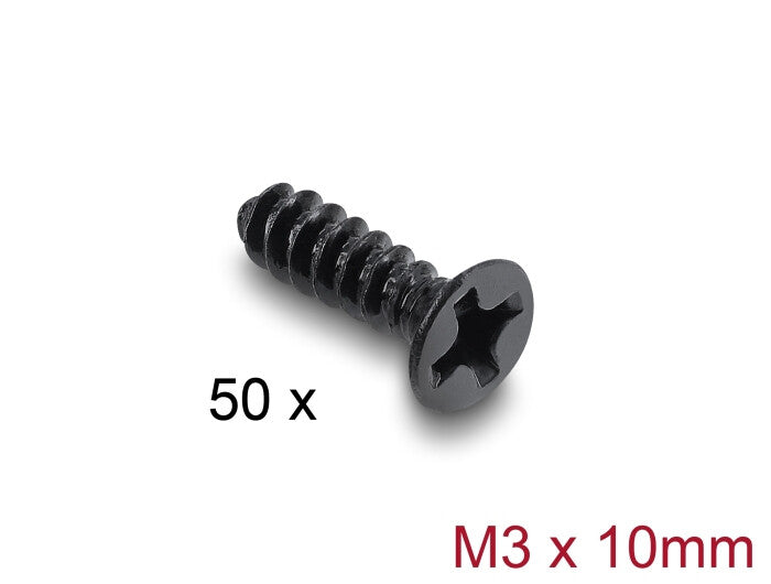 DeLOCK 60986 skrue/bolt 10 mm 50 stk M3 Skruesæt