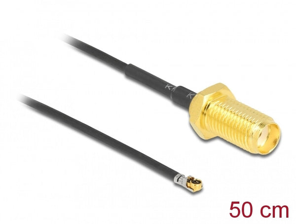 DeLOCK 12666 koaxial kabel 0,5 m SMA MHF 4L LK Sort