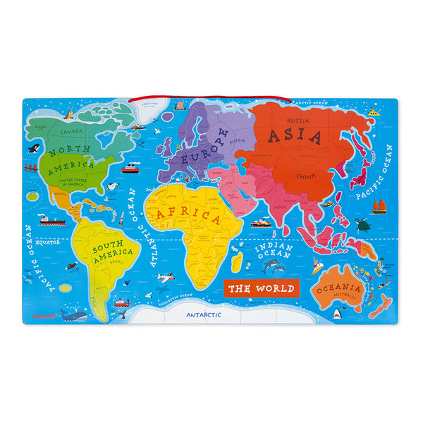 JANOD Magnetic World Map Puzzle English Version Magnetisk puslespil 92 stk Kort