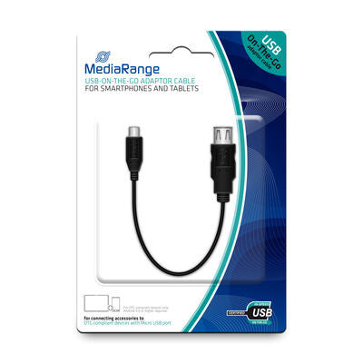 MediaRange MRCS168 USB-kabel USB 2.0 0,2 m Micro-USB B USB A Sort