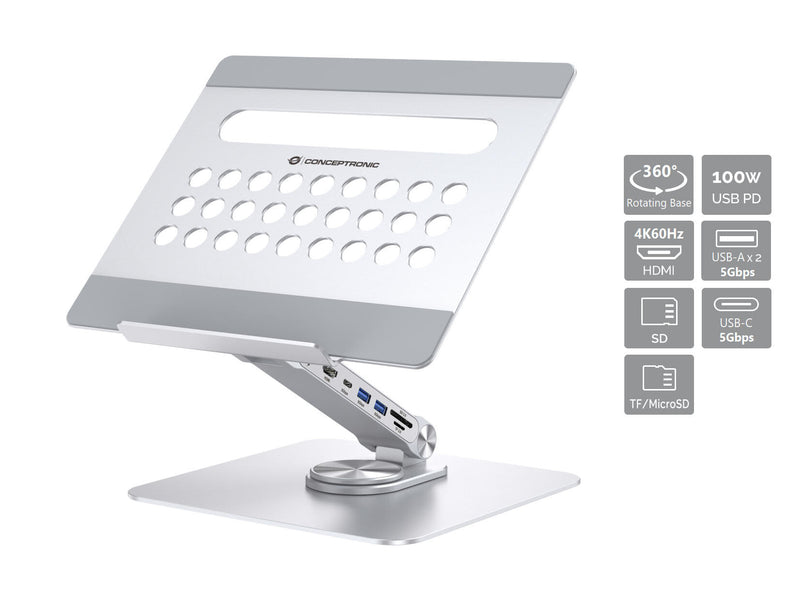Conceptronic DONN27G laptop stativ Sølv