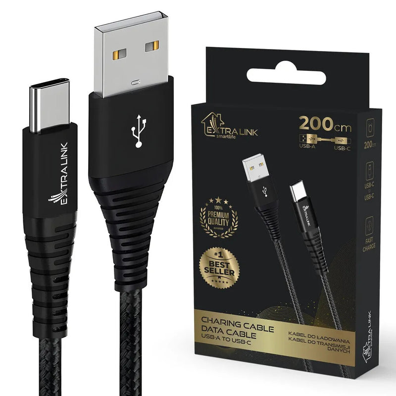 Extralink CABESL01 USB-kabel USB 2.0 2 m USB C 0,48 Gbit/sek. 15 W Sort