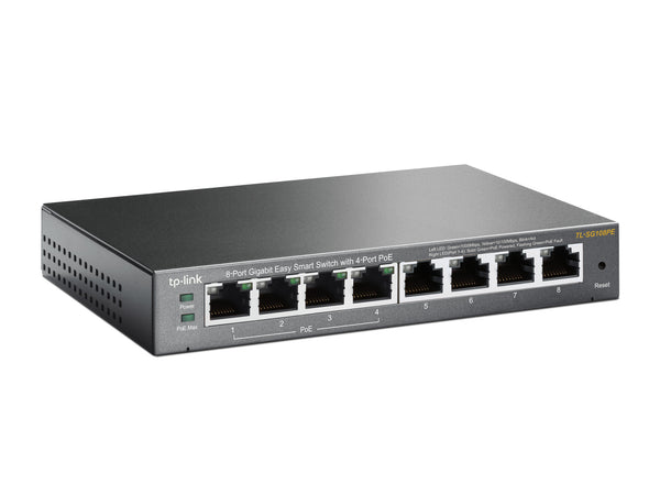 TP-Link TL-SG108PE Administreret L2 Gigabit Ethernet (10/100/1000) Strøm over Ethernet (PoE) Sort