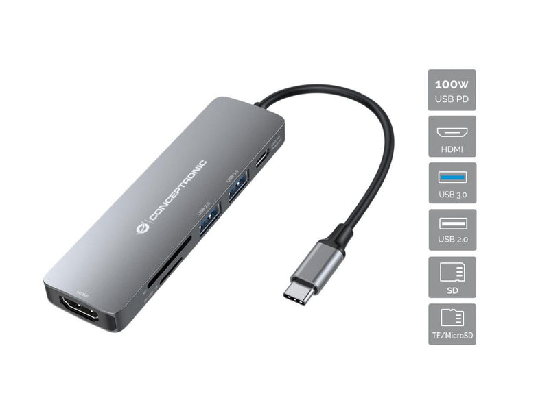 Conceptronic DONN11G dockingstation Ledningsført USB 3.2 Gen 1 (3.1 Gen 1) Type-C Grå