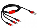 DeLOCK 85892 USB-kabel USB 2.0 1 m USB A USB C/Micro-USB B/Lightning Sort, Rød