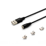 Savio CL-155 USB-kabel USB 2.0 2 m USB A USB C/Micro-USB B/Lightning 0,48 Gbit/sek. Sort