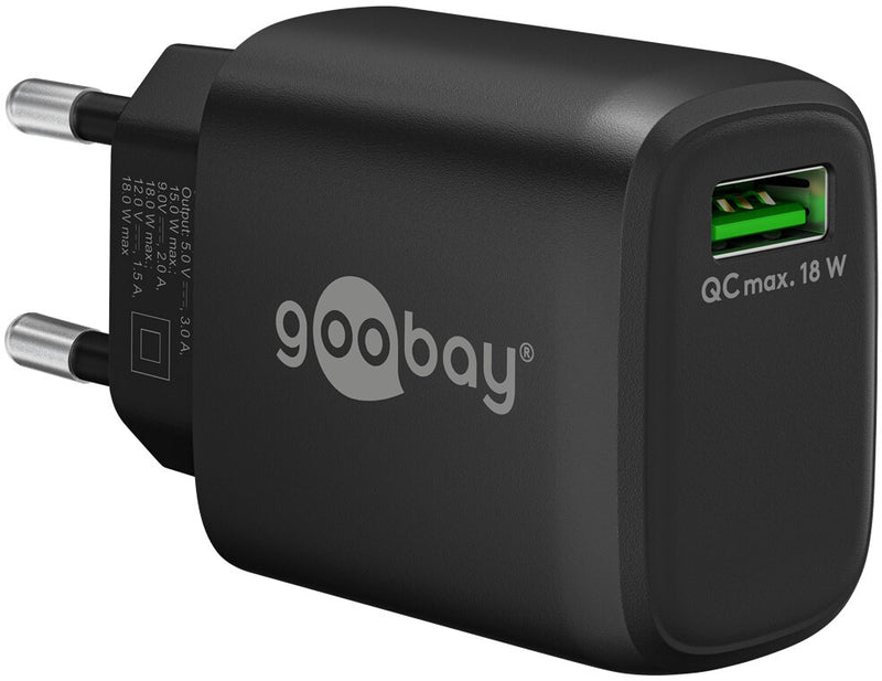Goobay 61671 oplader til mobil enhed Universel Sort Vekselstrøm Hurtig opladning Indendørs