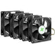 Inter-Tech 88887290 Computerkølesystem Computerkabinet Ventilator 8 cm Sort 4 stk