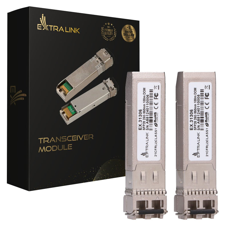 Extralink SFP28 25G 2-Pack | Moduł SFP28 | 25Gbps, LC/UPC Duplex, 850nm, 100m, multi mode, DOM (EX.31306) modul til netværksmodtager