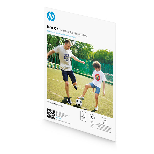 HP Iron-On Transfers til lyst stof, A4 (210 x 297 mm) 10 ark