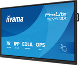 iiyama TE7513A-B3AG skilte display Interaktivt fladpanel 190,5 cm (75") LCD Wi-Fi 500 cd/m² 4K Ultra HD Sort Berøringsskærm Indbygget processer Android 24/7