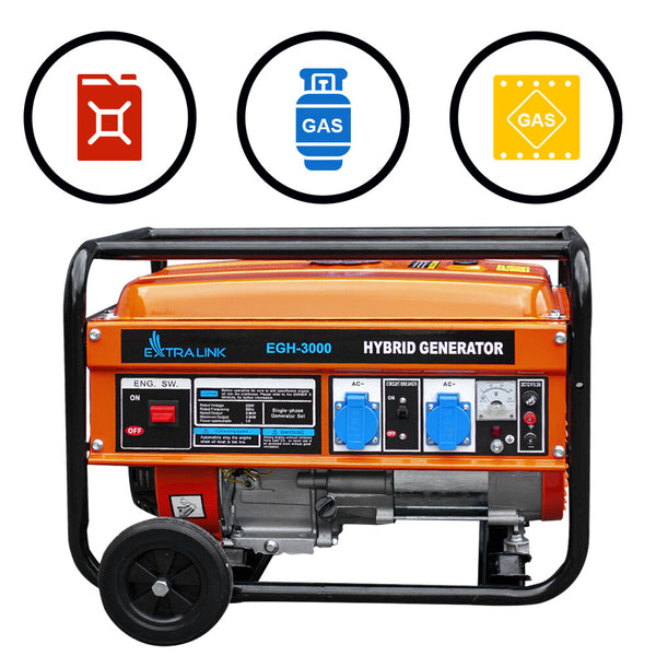 Extralink EX.30363 motor-generator 2800 W 15 L Naturgas, Flydende petroliumsgas (LPG), Benzin Sort, Orange