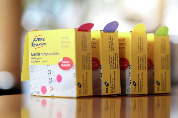 Avery 3857 selvklæbende etiket Rund Permanent Blå 250 stk