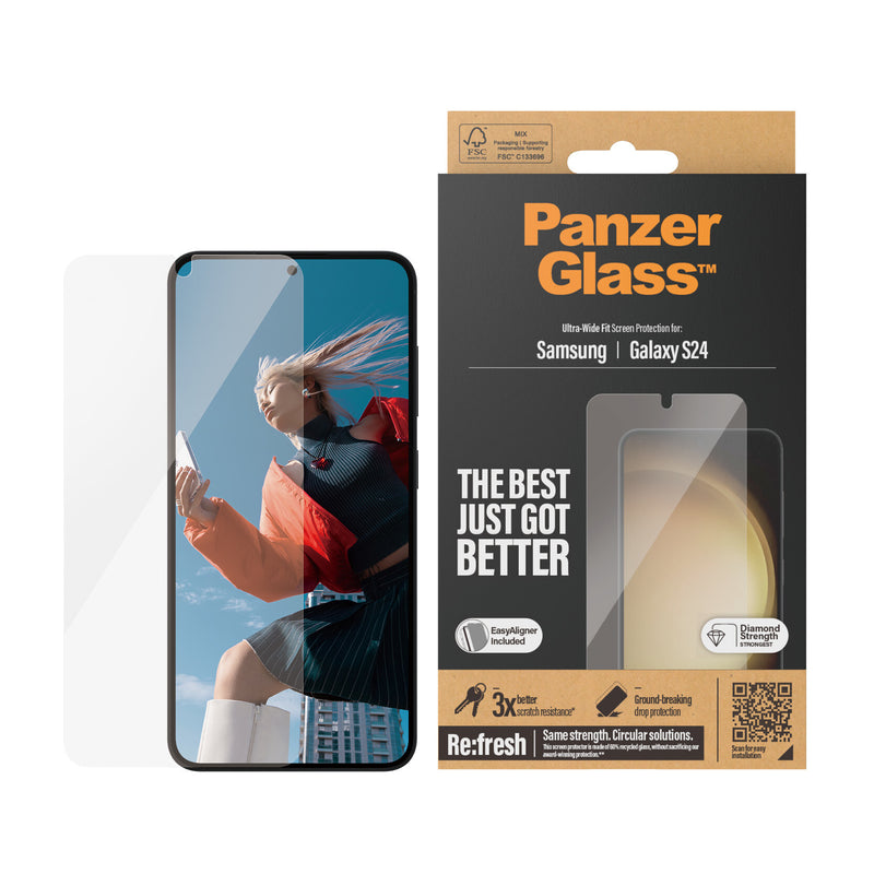 PanzerGlass ® Skærmbeskyttelse Samsung Galaxy S24 | Ultra-Wide Fit m. EasyAligner
