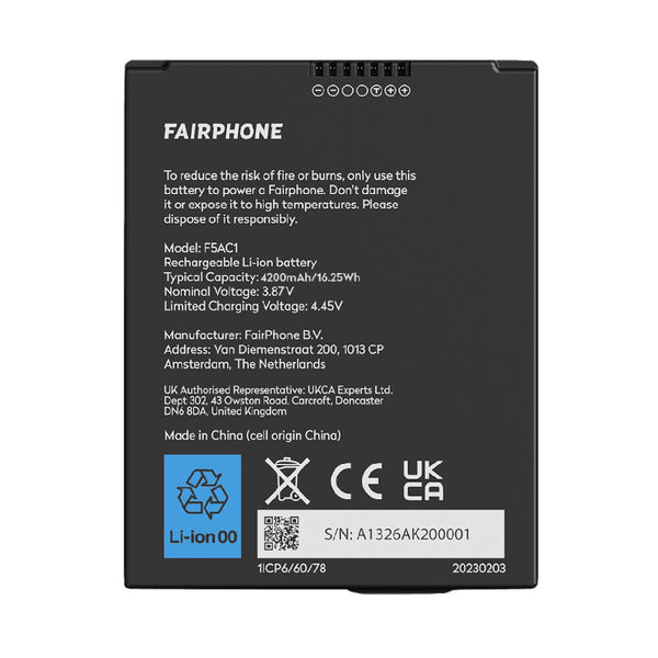 Fairphone F5BATT-1ZW-WW1 reservedel til mobiltelefon Batteri