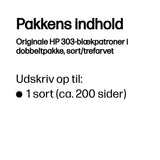 HP Originale 303-blækpatroner i dobbeltpakke, sort/trefarvet