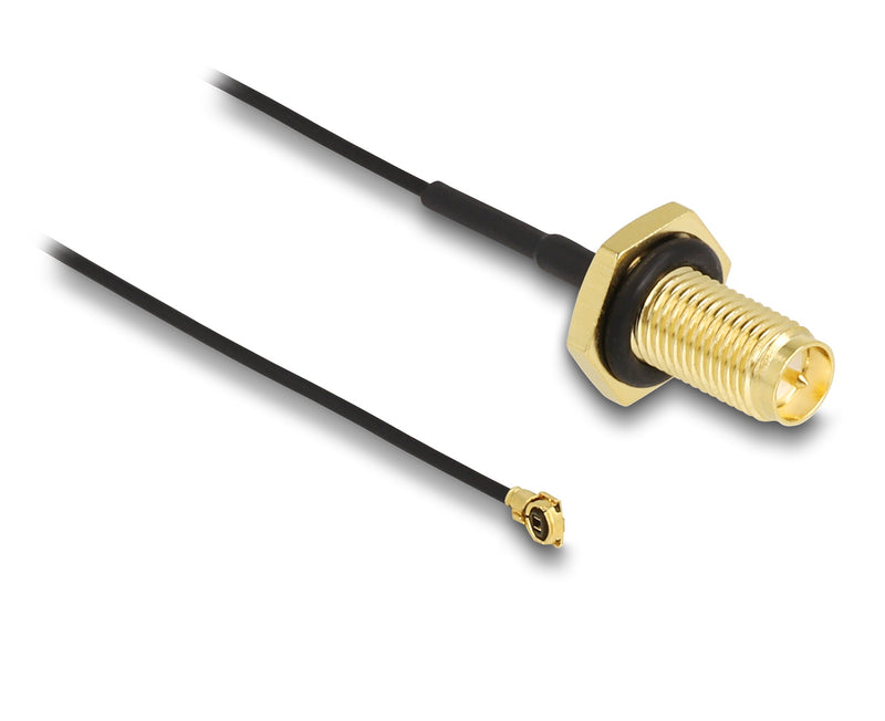 DeLOCK 88383 koaxial kabel 0,35 m RP-SMA I-PEX MHF1 Sort, Guld