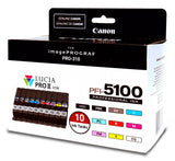 Canon PFI-5100 Multipack blækpatron 10 stk Original Standard udbytte Blå, Mat sort, Sort