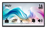 MSI PRO MP165DE E6 Bærbart tv og skærm Bærbar skærm Sort 39,6 cm (15.6") LED 1920 x 1080 pixel