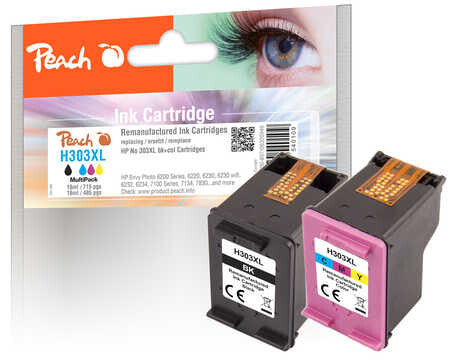 Peach PI300-897 blækpatron 2 stk Kompatibel Højt (XL) udbytte Sort, Blå, Magenta, Gul