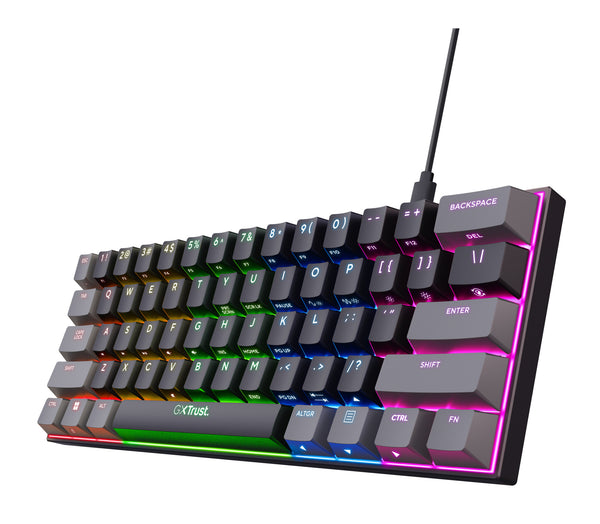 Trust GXT 867 Acira tastatur Spil USB QWERTZ Tysk Sort, Grå