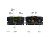 Green Cell Przetwornica napicia PowerInverter LCD 12 V 2000W/40000W Przetwornica samochodowa z wywietlaczem - czysty sinus strømadapter og vekselret Automatisk Sort