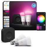 Philips Hue White and Color ambiance Startsæt: 2 x E27 pærer + Bridge Pro