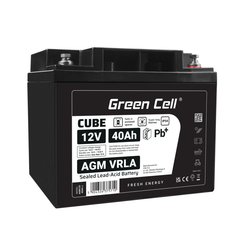 Green Cell AGM12V40AH-J UPS batteri Blybatterier (VRLA) 12 V 40 At