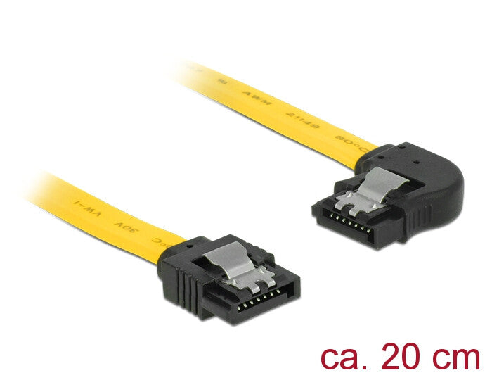 DeLOCK 83958 SATA-kabel 0,2 m SATA 7-pin Sort, Gul