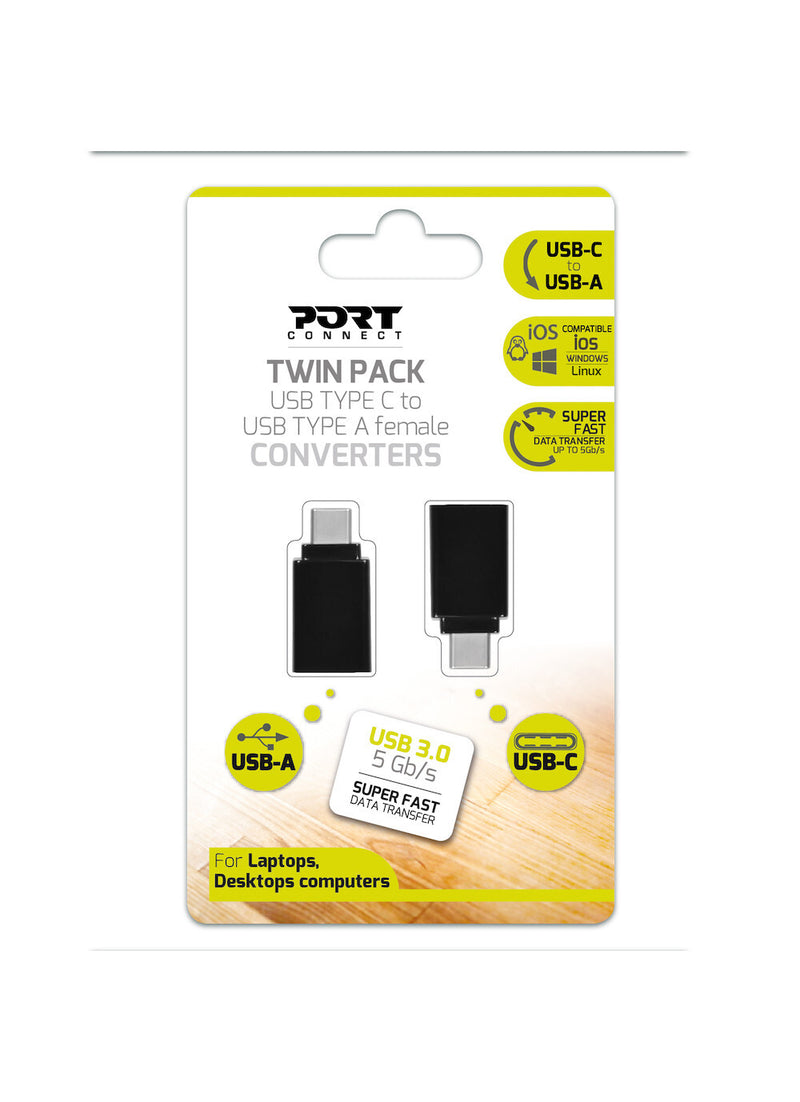 Port Designs 900142 kabel kønsskifter USB-C USB-A Sort