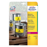 Avery L6128-20 selvklæbende etiket Cirkel Permanent Gul 20 stk