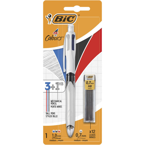 BIC 942103 kuglepen Sort, Blå, Rød, Sølv Kuglepen med flere funktioner Mellem 1 stk