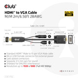 CLUB3D CAC-1712 videokabel adapter 2 m VGA (D-Sub) + 3.5mm HDMI + Micro-USB Sort