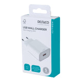 Deltaco USB-AC182 oplader til mobil enhed Universel Hvid Vekselstrøm Hurtig opladning Indendørs