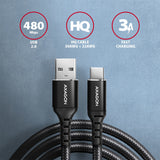Axagon BUCM-AM20AB USB-kabel USB 2.0 2 m USB A USB C 0,48 Gbit/sek. Sort