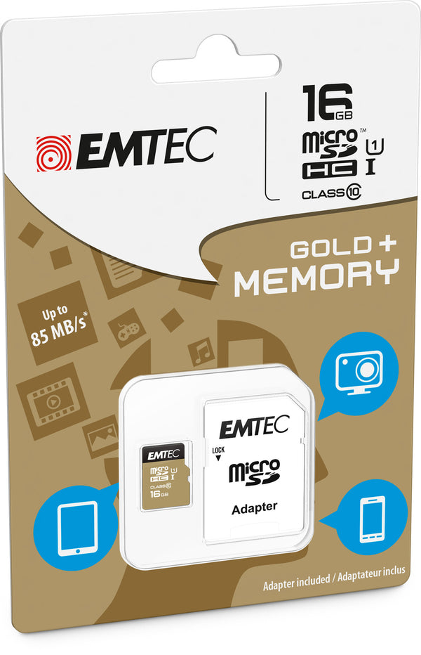 Emtec microSD Class10 Gold+ 16GB MicroSDHC Klasse 10