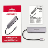 Axagon HMC-HCR3A 3x USB-A+ HDMI+ SD/microSD USB-C 3.2 Gen 1 hub 20cm Ledningsført USB 3.2 Gen 1 (3.1 Gen 1) Type-C Grå