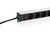 Digitus DN-95418-S strømforsyningsenhed (PDU) 4 AC stikkontakt(er) 1U Sort, Sølv