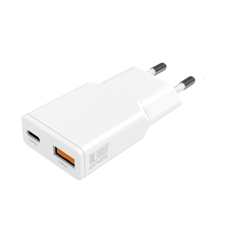 4smarts PDPlug Duos Slim Smartphone, Tablet Hvid Vekselstrøm Hurtig opladning Indendørs
