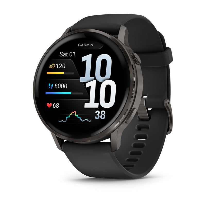 Garmin Venu 4 3,56 cm (1.4") AMOLED 45 mm Digital 454 x 454 pixel Berøringsskærm Sort Wi-Fi GPS (satellit)