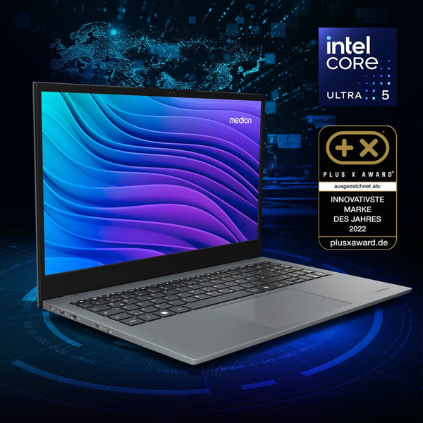 MEDION E15443 Intel Core Ultra 5 125H Laptop 39,6 cm (15.6") Fuld HD 16 GB DDR5-SDRAM 512 GB SSD Windows 11 Home Grå