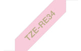 Brother TZE-RE34 etiketbånd Guld på pink